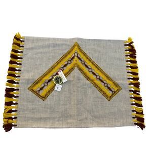 VTG Pillow Cover 16x20 Woven Brown Mustard Retro Groovy Fringe Made in Germany?